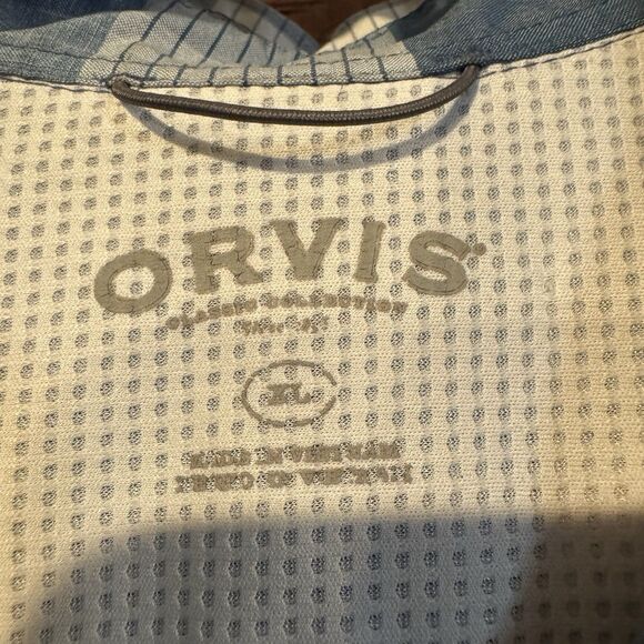 Orvis Classic Shirt XL Men’s Blue Plaid Short Sleeve Button Up Hiking Outdoor - Picture 3 of 8